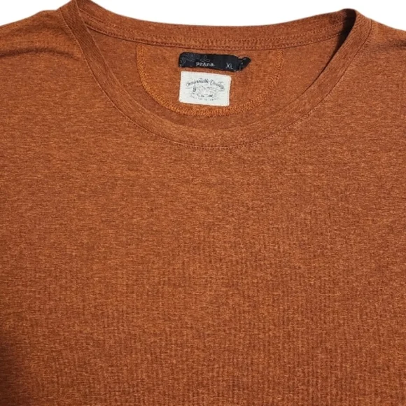 prAna Foundation Short Sleeve V-Neck Tee Rust Orange XLarge - Picture 6 of 9